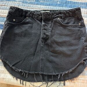 We The Free Dark Gray Frayed Mini Skirt